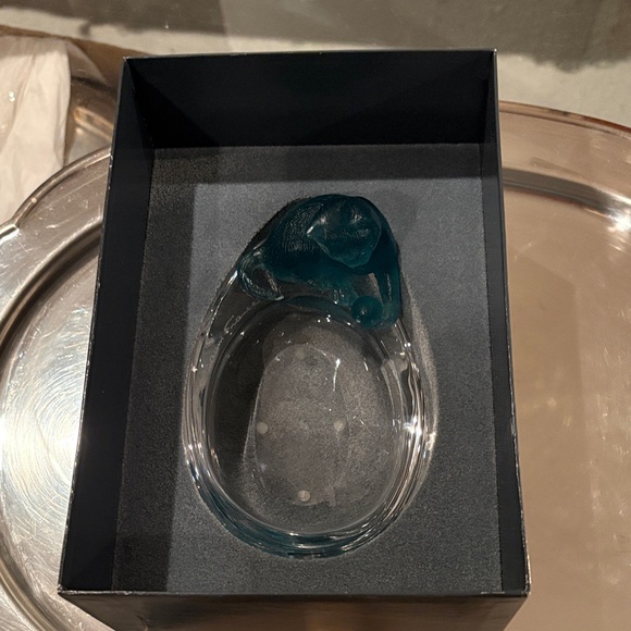 Daum Teal Glass Bear Accent Dish - Picture 4 of 7